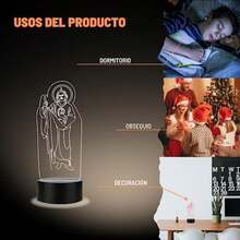 Lámpara de  Tadeo, Luz Nocturna 3D, Lámpara de Noche , Ilusión 3D, Lámpara de ílico de Luces Cambiantes, Decoración de Habitación 3D, Lámpara Religiosas 3D(default) - Multicolor - Ver 6