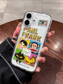 官方授权 Paul Frank 透明太空主题手机壳，全方位防震保护，带摄像头保护盖，猫、猴子、兔子、长颈鹿、字母、音乐播放器图案，全新设计，兼容 13/14/15/16/17 Pro Max - 彩色 - 查看 2