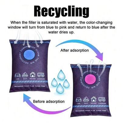 5片装智能高科技吸湿变色可重复使用硅胶干燥剂包 - 非常适合吸收水分、去除车窗雾气、吸湿除臭、消除甲醛、防止车内潮湿、高湿度和冷凝，春夏必备，伴娘礼物，房间、卧室装饰，海滩、旅行，男女皆宜，度假佳品