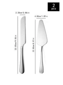 1pc/2pcs Stainless Steel Cake Server, Dessert Knife, Bread Knife, Wedding Birthday Cake Server, Pizza Peel - Silver - View 7