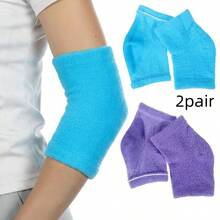 2pcs/1pair Dry Elbow Care, Elbow Care Beauty Gel Moisturizing, Elderly Elbow Care, Suitable For Wet Chapped Dry Skin Care, Covering Heel Socks, Elbow Sleeves, Blue And Purple - Multicolor - View 7