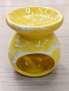 1个黄色裂纹釉双星一月陶瓷工艺香炉，圣诞节、新年、情人节礼物 - 黃色 - 查看 6