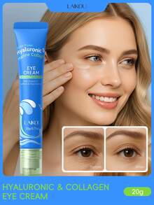 LAIKOU 1支莱口玻尿酸胶原蛋白眼霜，20克，淡化黑眼圈，滋润眼周肌肤，紧致眼部，消除浮肿，适合所有肤质，是送给妈妈、妻子、姐妹、女孩、女朋友的理想礼物 - 淺藍色 - 查看 2