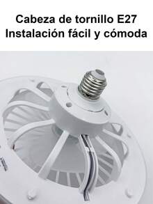 Lampara Ventilador, Foco Led Ventilador Abánico Techo, Ventilador De Techo E27,Lámpara Silenciosa Con Control Remoto Ventiladores Luces , lámpara de ventilador para habitación, salón, comedor, dormitorio - 1 unidad - Ver 9