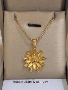 1件精美花朵吊坠项链，女士优雅不锈钢链项链，日常及派对饰品，圣诞节、情人节、母亲节礼物 - 彩色 - 查看 9