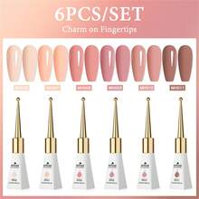 Mtssii 10ml 6pcs Glass Bottle Gel Nail Polish Set Nude Pink Solid Color Gel Polish Set Semi Permanent Nail Polish Varnish Soak Off UV LED Gel Nail Glue Manicure Kit Nail Supplies Nail Art DIY Home Salon Gifts For Women Nails - Multicolor - View 21