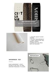 1pc Frameless Fashion Skateboard Wall Decor, Leopard Print, "C'est La Vie" Text, Modern Street Style Poster, Elegant Wall Decoration, Suitable For Living Room, Bedroom, Dorm, Apartment, Party, Gift, Back To School Season - Multicolor - View 9
