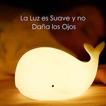 Luz Nocturna, Luces de Ballena,Lámpara de Silicona para la Decoración de la Habitación del Bebé, Recargable, con 7 Tipos de Color de Luz(Whale) - Multicolor - Ver 3