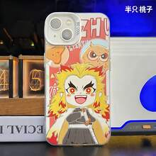 Chibi Muichiro Tokito & Giyu Tomioka Phone Case For  15/14/13 - Trendy Anime Graphic Aesthetic Protective Clear Cover - Rosa - Ver 5