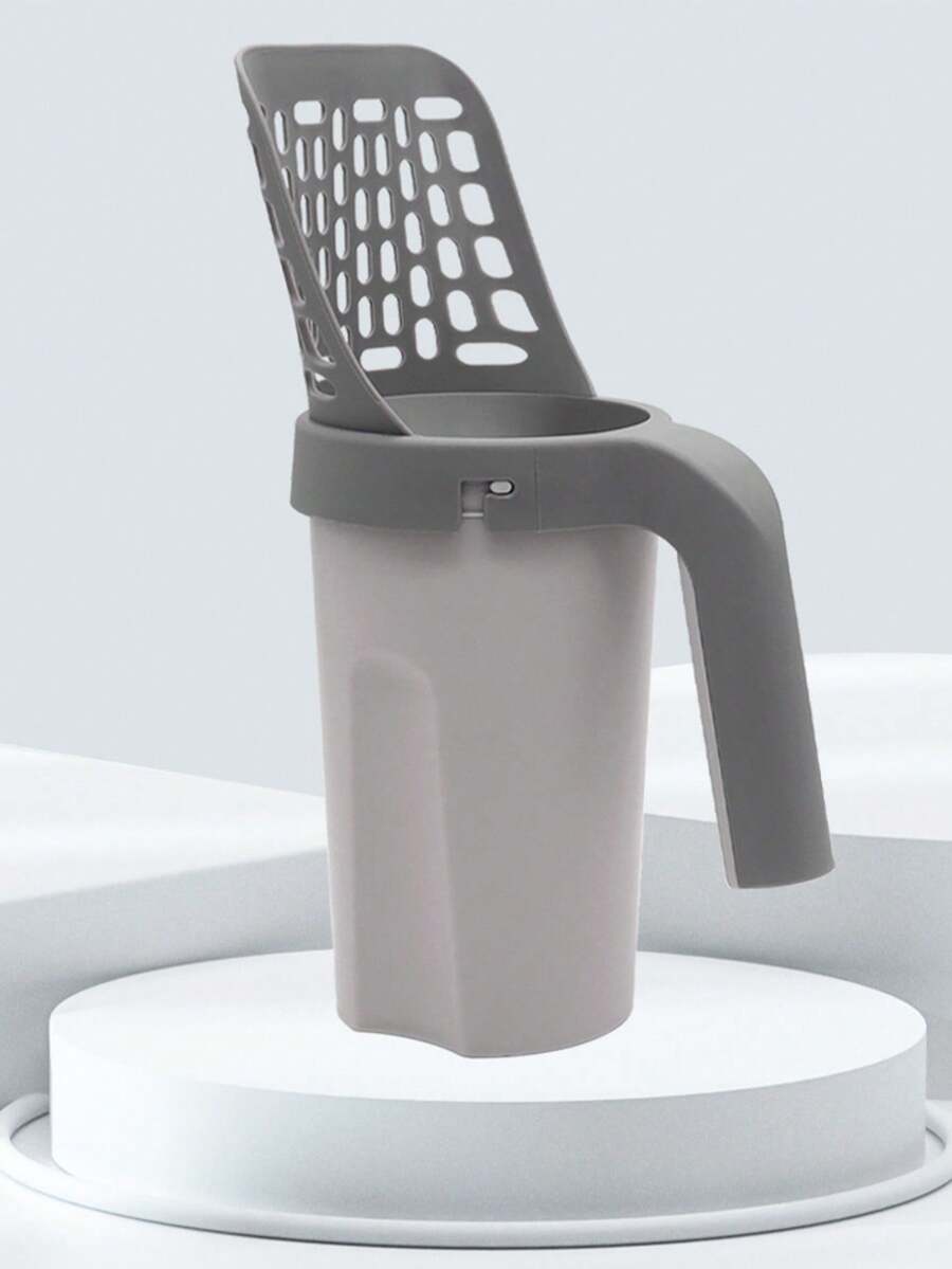 Cat Litter Scoop Set With Built-In Trash Bag, Portable Cat Litter Scooper Shovel Cleaning Tool - Grey - View 1