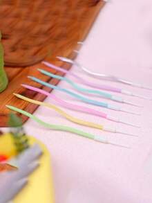 6pcs Macaron Shaped Curved Twisted Birthday Party Candles Back To School Valentine Day - Multicolor - View 5