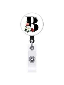 1pc Retractable ID Badge Reel With Clip, Rotary Clasp Fit For A-Z ID Cards, White Glass Keychain, Suitable For Nurses, Doctors, Office Supplies, Back To School Identification, Meaningful Gift For Halloween, Christmas, Valentine's Day, New Year For Friends, Colleagues, Teachers, Elders