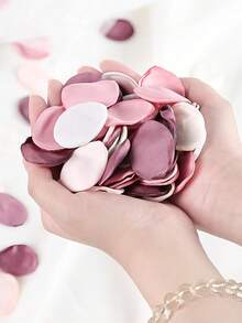 100/200/300pcs Silk Satin Fake Pink Rose Petals, Romantic Night, Aisle Decor, Tabletop Confetti, Party Favors, Home Wedding, Valentine's Day Proposal, Anniversary Decoration, Tabletop Decor, Photography Props, Party Supplies - Multicolor - View 9