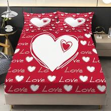Red "Heart Print Bedding 3 PiecesSet - Valentine's Day Romantic Bed Linens, Perfect Gift For Her/Him - Multicolor - View 10