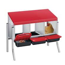 Techigher Chicken Nesting Boxes, 3/4 Hole Metal Chicken Egg Laying Box With Pull-Out Trays And Rollout Egg Collection For ChickenCoop - Red With Metal Legs, 3 Holes - View 2