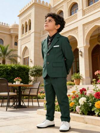 1 Set Boys' Fashionable Gentleman Suit: 1 Jacket, 1 Pant, 1 Tie, Suitable For Wedding, Performance, Party And Other Formal Occasions