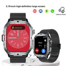 Reloj inteligente multifuncional con pantalla grande de 2.19", podómetro, música, alarma, lámpara de mesita de noche, notificación de mensajes, talla grande de 100 modos deportivos, talla grande de 100 esferas de reloj gratuitas, adecuado para hombres y mujeres, compatible con Android/iOS - Negro - Ver 14