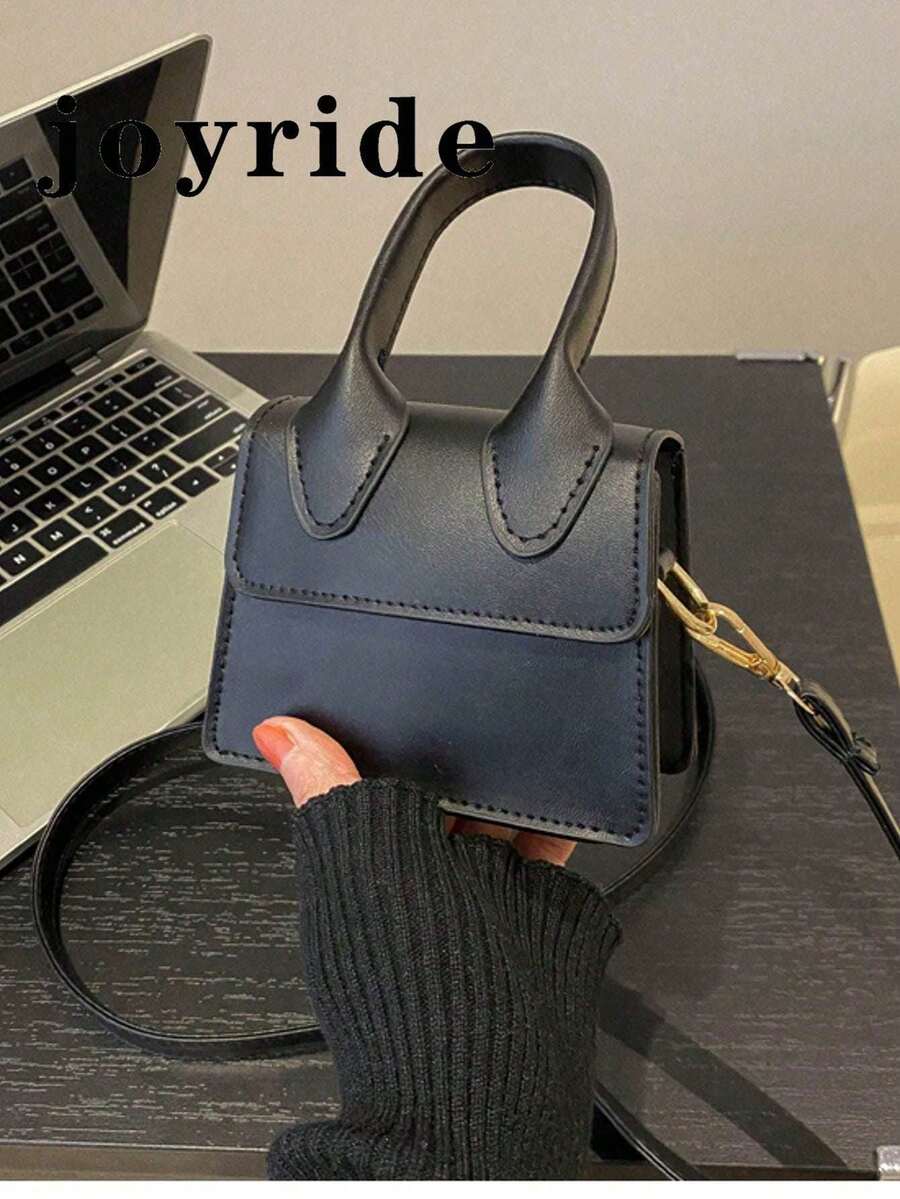 Mini Fashionable Square Bag, Solid Color Adjustable Strap, Crossbody/Handbag, Suitable For Teenage Girls, College Students, Young Professionals, Great For Office, University, Work, Business, Commute, Outdoor, Travel And Leisure - Black - View 1
