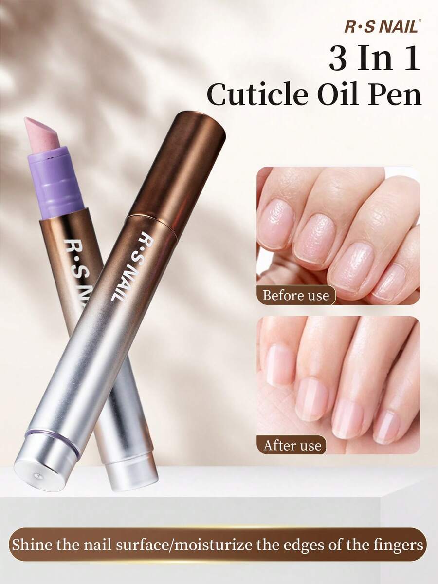 RS NAIL 3合1指緣油筆美甲精華筆，附指緣推棒、陶瓷筆尖，指緣去除筆，適用於倒刺、乾燥受損指甲，滋養保濕強化指甲，日常美甲護理