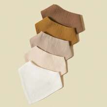 5 chiếc/gói, yếm ăn cho bé bằng cotton nguyên chất, mềm mại và thoáng khí, cần thiết cho sự phát triển của bé, quà tặng sinh nhật. - Nhiều màu - Xem 11