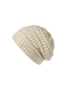 1pc Women's Warm, Soft, Stretchy Knit Skull Ski Cap, Chunky Slouchy Beanie For Daily Life And Outdoor Use - Double Layer - Satin Lining - View 7