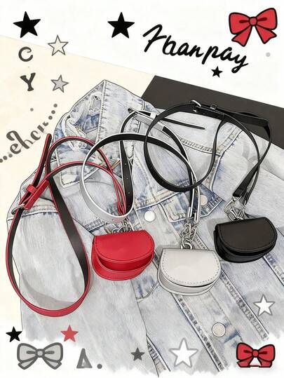 1pc This Stylish Mini Solid-Color Pu Waist Bag Features A Snap Closure And A Unique, High-End Design. It Includes An Adjustable Shoulder Strap, Coin Purse, And Lipstick Pouch, Perfect For Shopping, Everyday Wear, And Travel. Exuding A Fashionable And Artistic Vibe, It'S Available In Multiple Colors And Is An Essential Fashion Item For Any Outing.