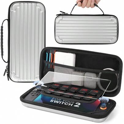 Hard Shell Protective Carry Case For Switch 2 (2025 Model) – Shockproof PC Travel Bag With 10-Game Card Storage, Slim Compact Design, Mesh Accessory Pocket & Anti-Scratch Interior|Portable Console Organizer For Travel, Daily Carry, Commuting & Gamer Gift