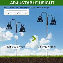 Set Of 2 Heavy Duty Outdoor Shepherd Hooks With 5 Nail Bases - Double Arm/Single Wall Optional, Sturdy Garden Rods For Christmas Furniture Decoration, Garden/Flower Stand/Flower Decoration, Hanging Bird Feeders, Plant Baskets, Solar Lights, Outdoor Halloween Decorations - SBMYG - 查看 5