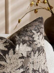 中性花卉图案抱枕套 18 x 18 英寸，复古雪尼尔方形抱枕套，柔软装饰农舍风格沙发抱枕套，适用于客厅卧室（1 件装，2 件装可选） - 灰色 - 查看 5