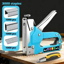 4-In-1 Manual Staple Gun Kit, Blue Color, Suitable For Wood, Fabric, Sofa Furniture, Felt And Canvas, No Electricity Required