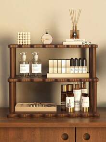 Kệ để bàn/tủ hình thang lượn sóng 2/3 tầng, lý tưởng cho gia đình, nhà bếp và văn phòng để đựng các vật dụng và đồ trang trí linh tinh, giải pháp lưu trữ nhà bếp, kệ trang trí, cấu trúc tre. - Quả óc chó - Xem 2