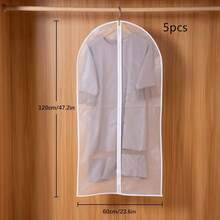5pcs/1pc Dust Cover Garment Bag, Zipper Closure Transparent Dust-Proof Cover For Suits, Coats, Down Jackets, Dresses, Home/Bedroom Use - Multicolor - View 12