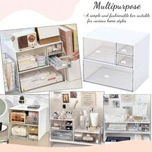 Desk Drawer Organizer Makeup Organizer Storage Box With 4 Stackable Plastic Drawers Desk Organizer For Home Collection Cosmetics Office Bathroom Counter Dresser A - A - View 5