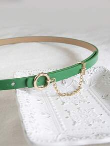 1 chiếc thắt lưng thời trang cơ bản dành cho nữ với khóa hình vỏ sò. - Dây xích khóa tròn - Xem 8