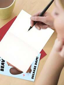 1pc "ARE YOU A BEAVER? BECAUSE DAM" Funny Valentine's Day Card, Beaver Holding Flower Design, Quality Greeting Card (12x17cm)/(4.72x6.7in) For Wife, Husband, Boyfriend, Girlfriend