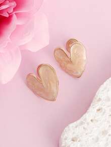 1 Đôi bông tai kẹp hình trái tim giọt dầu kiểu Pháp tối giản, bông tai hình trái tim dịu dàng và ngọt ngào dành cho phụ nữ không cần xỏ lỗ tai. - Nhiều màu - Xem 3