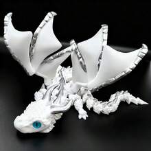 3D打印双角龙雕像，翅膀灵活，鳞片色彩丰富——可摆造型的收藏模型，眼神灵动，无需电池，适合14岁及以上青少年和成人，奇幻多彩设计（蓝/黄/红/紫）——经久耐用，是家居、办公室、游戏室的理想装饰品。 - 白色 - 查看 1