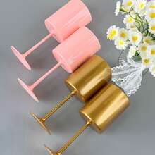 1/2/8/12/24/48pcs Polypropylene Red Wine Glasses | 10.56oz Wide Mouth White Wine Glasses, Straight-Sided Cocktail Glasses, Dishwasher , Soft Colors, European Style - Gold - View 6