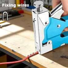 4-In-1 Manual Staple Gun Kit, Blue Color, Suitable For Wood, Fabric, Sofa Furniture, Felt And Canvas, No Electricity Required