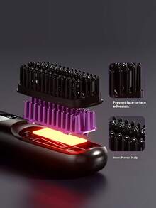 2025 新款 LCD USB 可充电陶瓷加热直发梳，无线便携式卷发器和直发器组合 - 彩色 - 查看 10