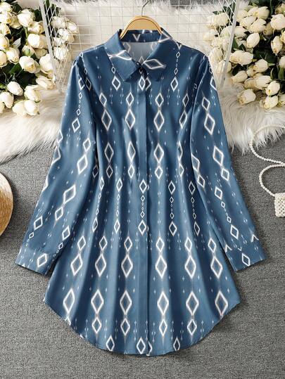 Women's Long Sleeve All-Over Print Casual Arabic Style Top