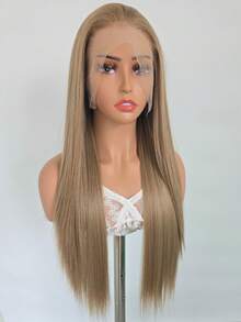 Women's Long Ombre Lace Front Wig, Mixed Brown And Gold Color