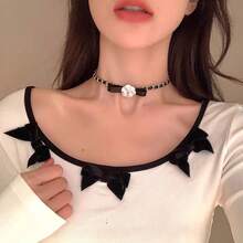 1 Piece Fashion Harajuku Dark Style Belt Buckle Necklace For Women Sweet Cool Spicy Girl Choker Collar Personality Hip Hop Simple Clavicle Chain - Vòng cổ da đen X3402 - Xem 10