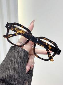 1 Stück Damen einfacher polygonaler Rahmen Klarglas Brille, geeignet für den täglichen Gebrauch, Brillenzubehör für Frauen - Transparent - Übersicht 3