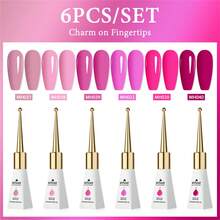Mtssii 10ml 6pcs Glass Bottle Gel Nail Polish Set Nude Pink Solid Color Gel Polish Set Semi Permanent Nail Polish Varnish Soak Off UV LED Gel Nail Glue Manicure Kit Nail Supplies Nail Art DIY Home Salon Gifts For Women Nails - Multicolor - View 20