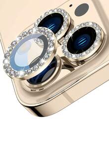 Set de 3 protectores de lente con cristales de ojo de águila dorados con piedras rhinestone, regalo para cumpleaños, familia y amigos. Protector de lente brillante, accesorios para teléfono a prueba de agua, a prueba de golpes, resistente a caídas, a rayones y a huellas dactilares, con cobertura completa. - Multicolor - Ver 9