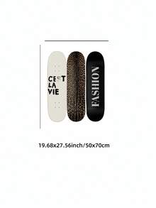 1pc Frameless Fashion Skateboard Wall Decor, Leopard Print, "C'est La Vie" Text, Modern Street Style Poster, Elegant Wall Decoration, Suitable For Living Room, Bedroom, Dorm, Apartment, Party, Gift, Back To School Season - Multicolor - View 11