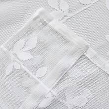 White Jacquard Sheer Curtains 2 Panels With Rod Pocket, Textured 3D Wicker Stripe Pattern, Light Filtering Window Treatment For Bedroom, Living Room - White - View 5