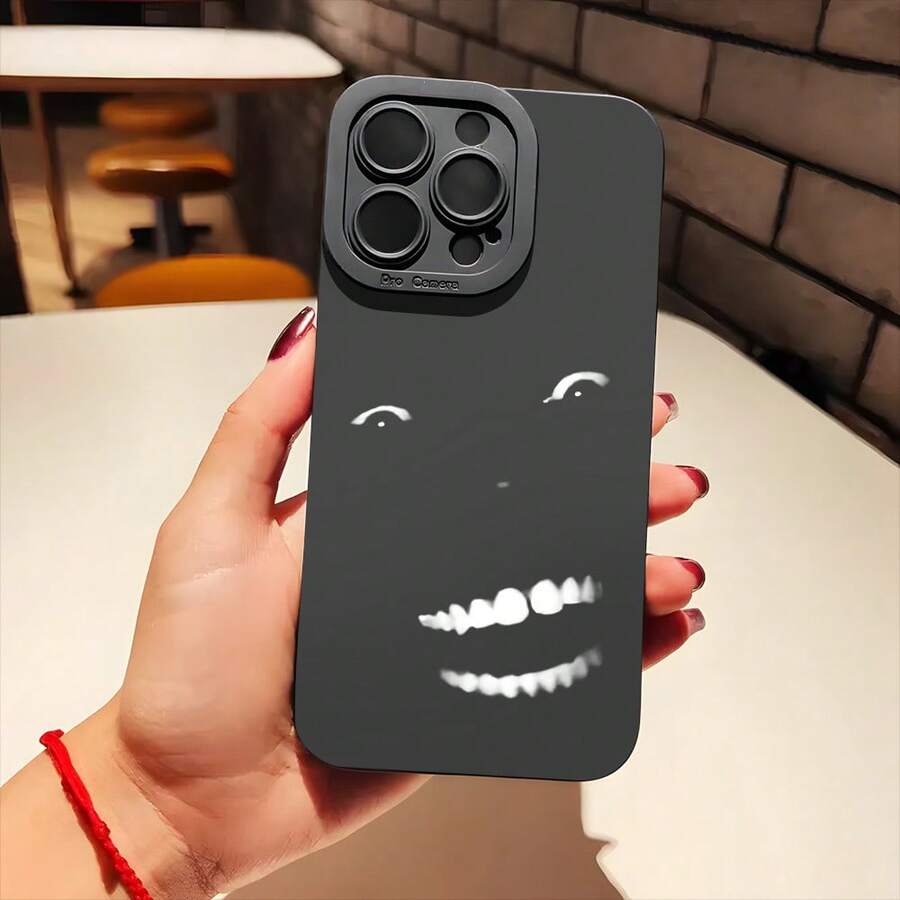 Funda de Teléfono con Estampado Moderno y Original, Diseño de Ojos Divertido y Oscuro para Hombre, Funda para iPhone 17 16 11 15 14 13 12 7 8 Pro Max Plus, Regalo Único, Funda Protectora Negra, Regalo de Cumpleaños, Diseño Único de Moda Unisex - 1 pieza - Ver 1