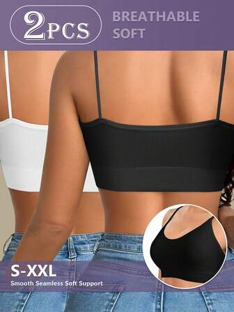 MEIYATING 2 piezas Camiseta sin tirantes con sujetador desechable acolchado, para uso diario